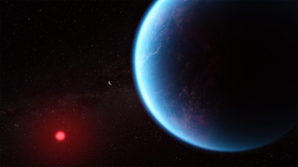alt="K2-18 b exoplanet illustration NASA 2025"